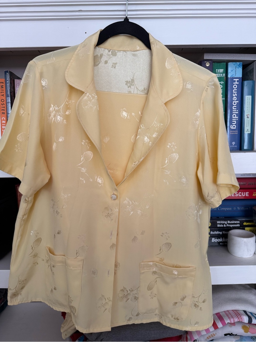 Light Yellow Floral Short Sleeve Blouse